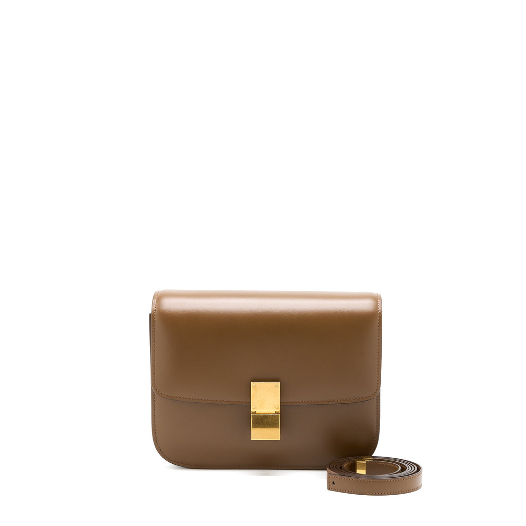 Celine Medium Classic Box Bag Calfskin Caramel Brushed