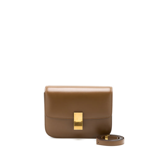 Celine Medium Classic Box Bag Calfskin Caramel Brushed