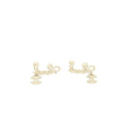 Chanel Letter And CC Drop Ear Clip Light Gold Tone