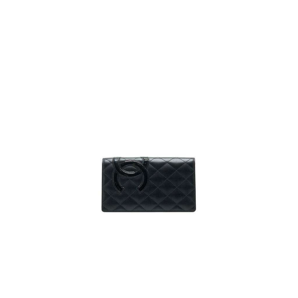 CHANEL Cambon Line Bifold Long Wallet Black