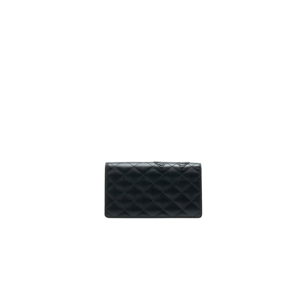 CHANEL Cambon Line Bifold Long Wallet Black