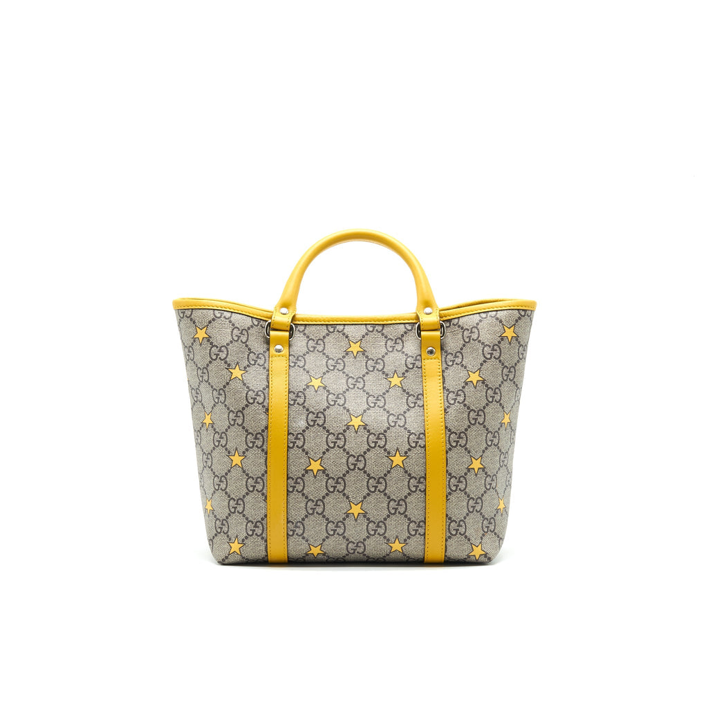 GUCCI Kid's GG Supreme Tote Bag Yellow Star