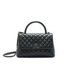 Chanel Coco Handle Small Flap Bag Grained Calfskin & Black Metal