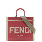 FENDI Sunshine Medium Leather Crossbody Tote Bag Light Pink
