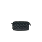 Chanel Double Zip Clutch with Chain Lambskin Black SHW