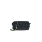 Chanel Double Zip Clutch with Chain Lambskin Black SHW