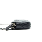 Chanel Double Zip Clutch with Chain Lambskin Black SHW