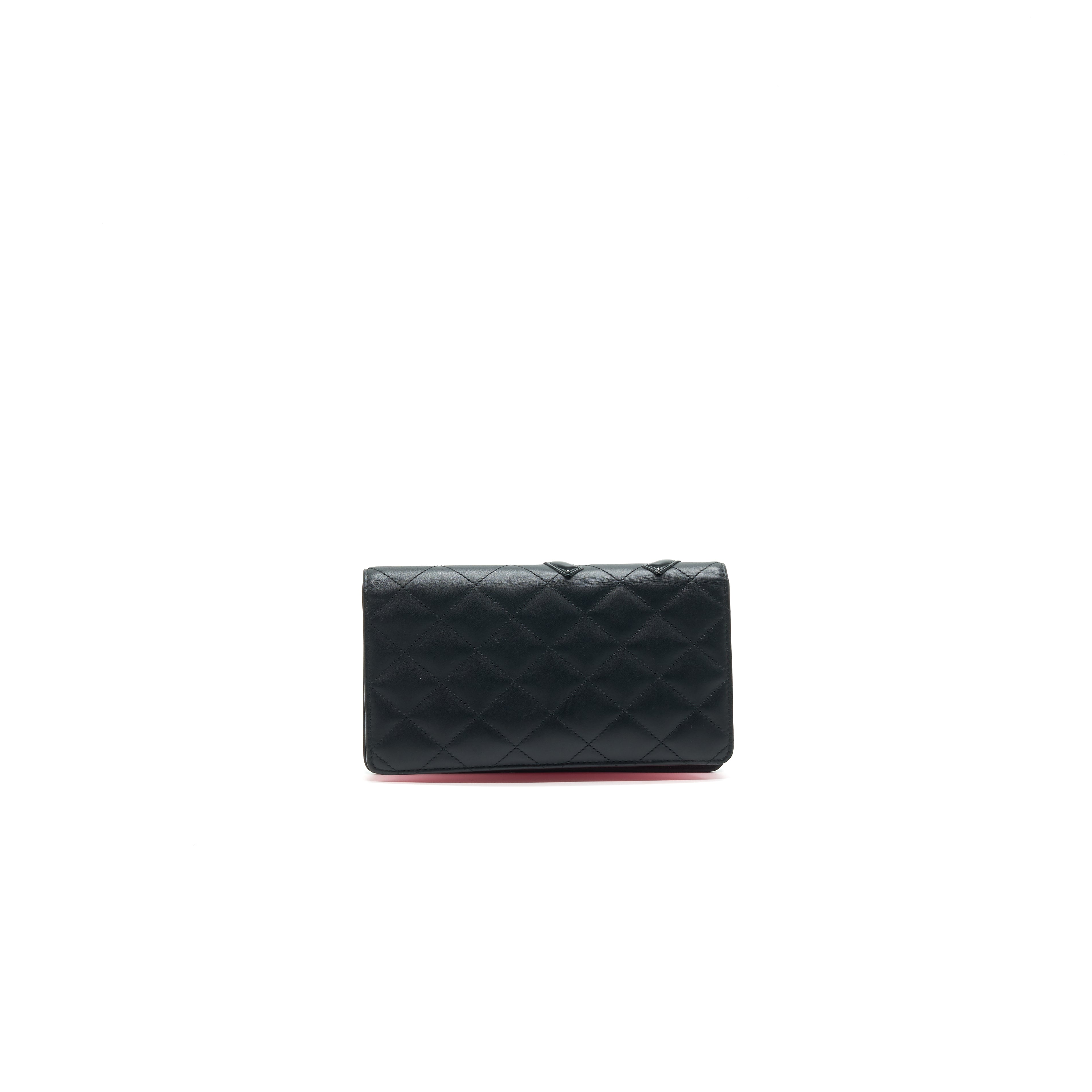 CHANEL Cambon Line Bifold Long Wallet Black