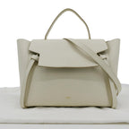CELINE Mini Belt Grained Calfskin Leather Shoulder Bag White