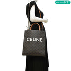 CELINE Triomphe Vertical Cabas Small Canvas Shoulder Bag Tan