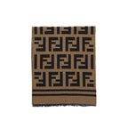 Fendi FF Logo Scarf Wool and Silk Scarf Caramel