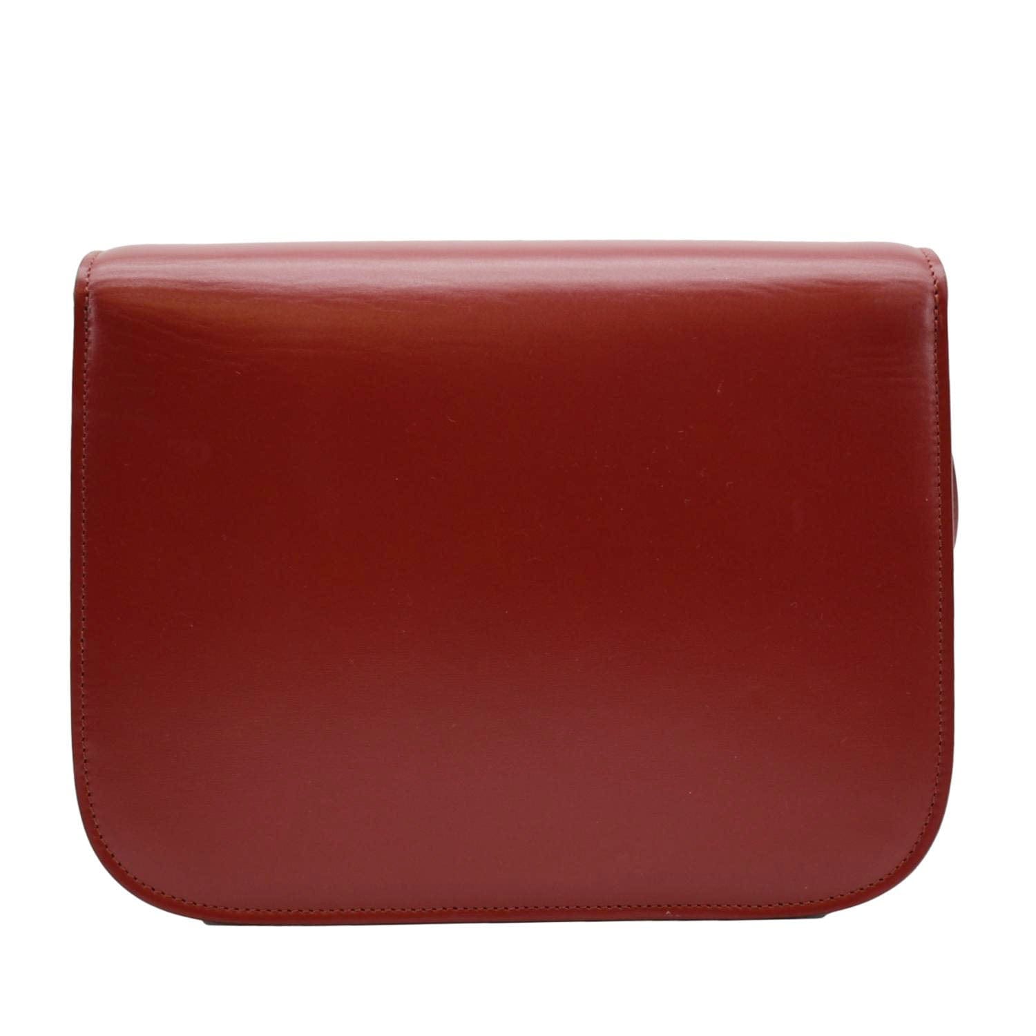 CELINE Classic Box Medium Leather Flap Shoulder Bag Red