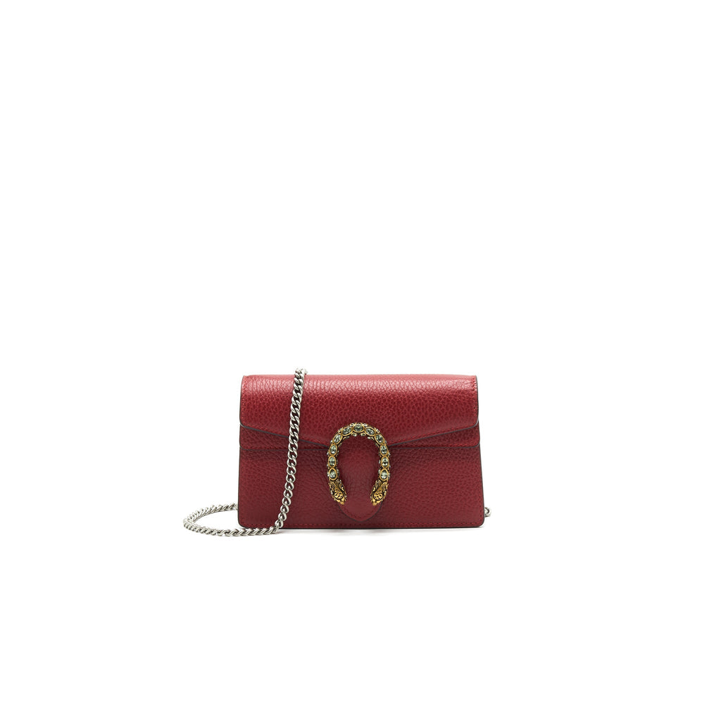 Gucci Dionysus Leather Super Mini Bag Red