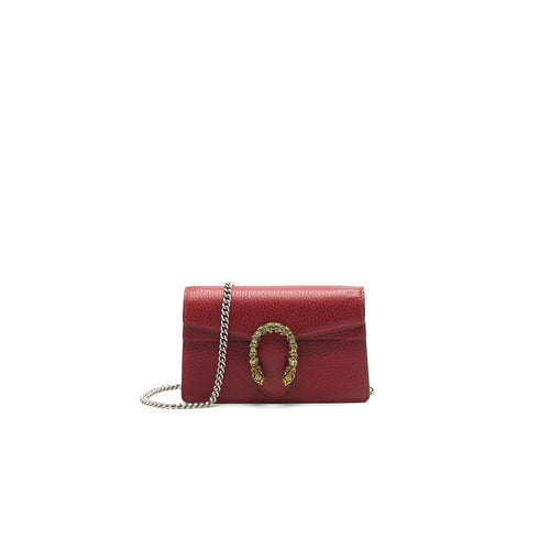 Gucci Dionysus Leather Super Mini Bag Red