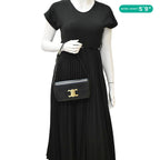 CELINE Triomphe Shiny Calfskin Leather Shoulder Bag Black