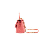 CHANEL SMALL COCO HANDLE FLAP BAG GRAINED CALFSKIN IN CORAL PINK GHW