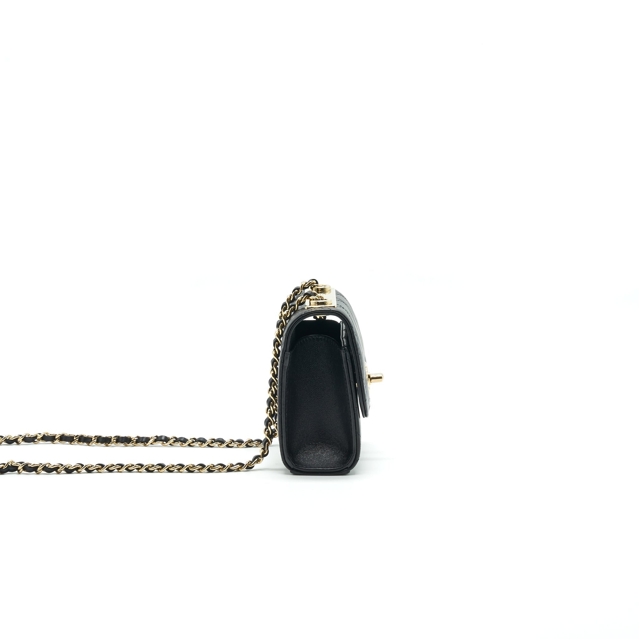 CHANEL LAMBSKIN QUILTED MINI TRENDY CC CHAIN WALLET BLACK