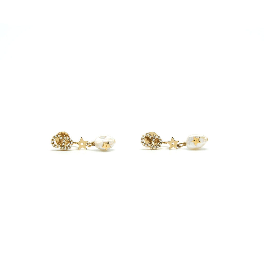 CHRISTIAN DIOR CD EARRINGS STARS WITH PEARL