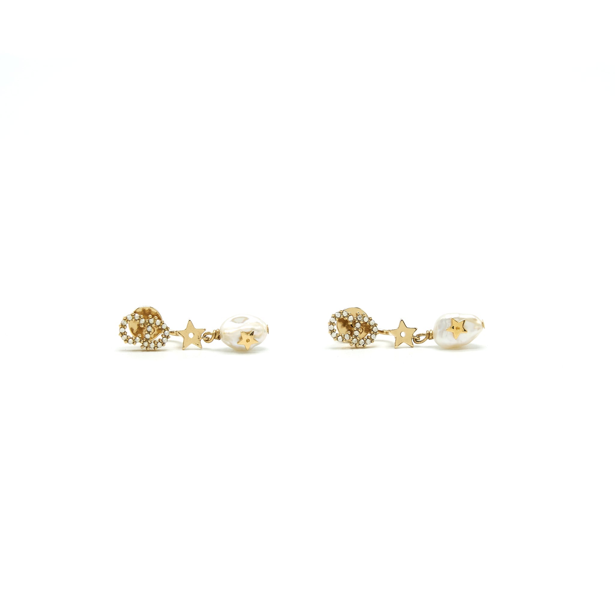 CHRISTIAN DIOR CD EARRINGS STARS WITH PEARL