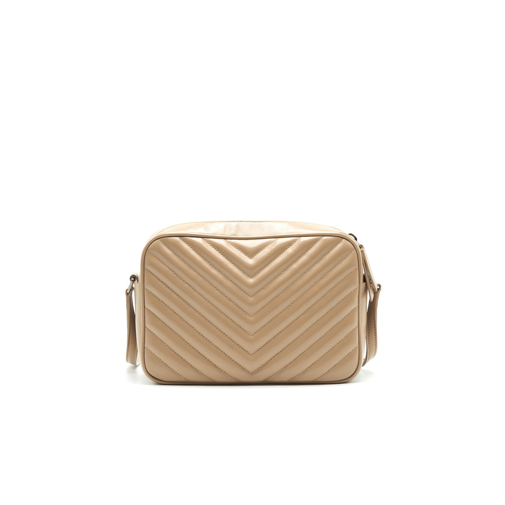 SAINT LAURENT Lou Camera Leather Crossbody Bag Beige
