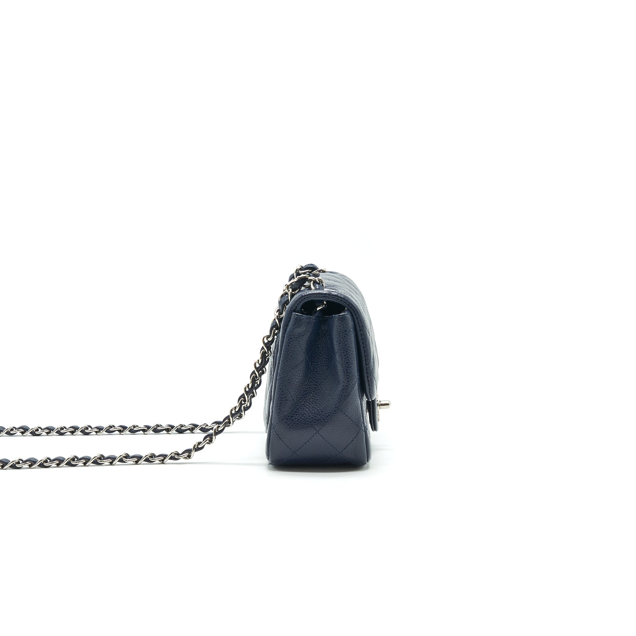 Chanel Mini Square Caviar Navy SHW serial 18