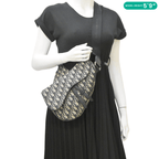 CHRISTIAN DIOR Saddle Oblique Jacquard Belt Crossbody Bag Navy Blue