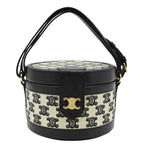 CELINE Classic Triomphe Tambour Canvas Shoulder Bag Black