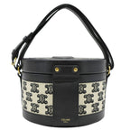 CELINE Classic Triomphe Tambour Canvas Shoulder Bag Black