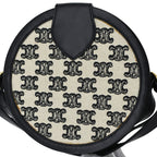 CELINE Classic Triomphe Tambour Canvas Shoulder Bag Black