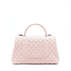 Chanel Large Coco Handle Flap Bag Caviar Light Pink ruthenium Hardware