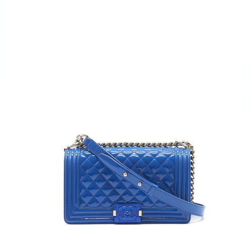 Chanel Medium Boy Chanel Patent leather Electric Blue with SHW