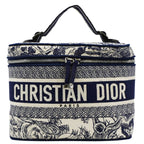 CHRISTIAN DIOR Travel Oblique Embroidery Canvas Vanity Case Blue