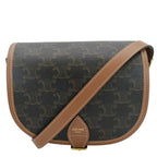 CELINE Folco Medium Triomphe Canvas Shoulder Bag Brown