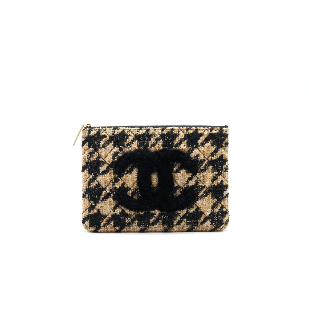 Chanel Tweed CC Logo Pouch Beige/Black
