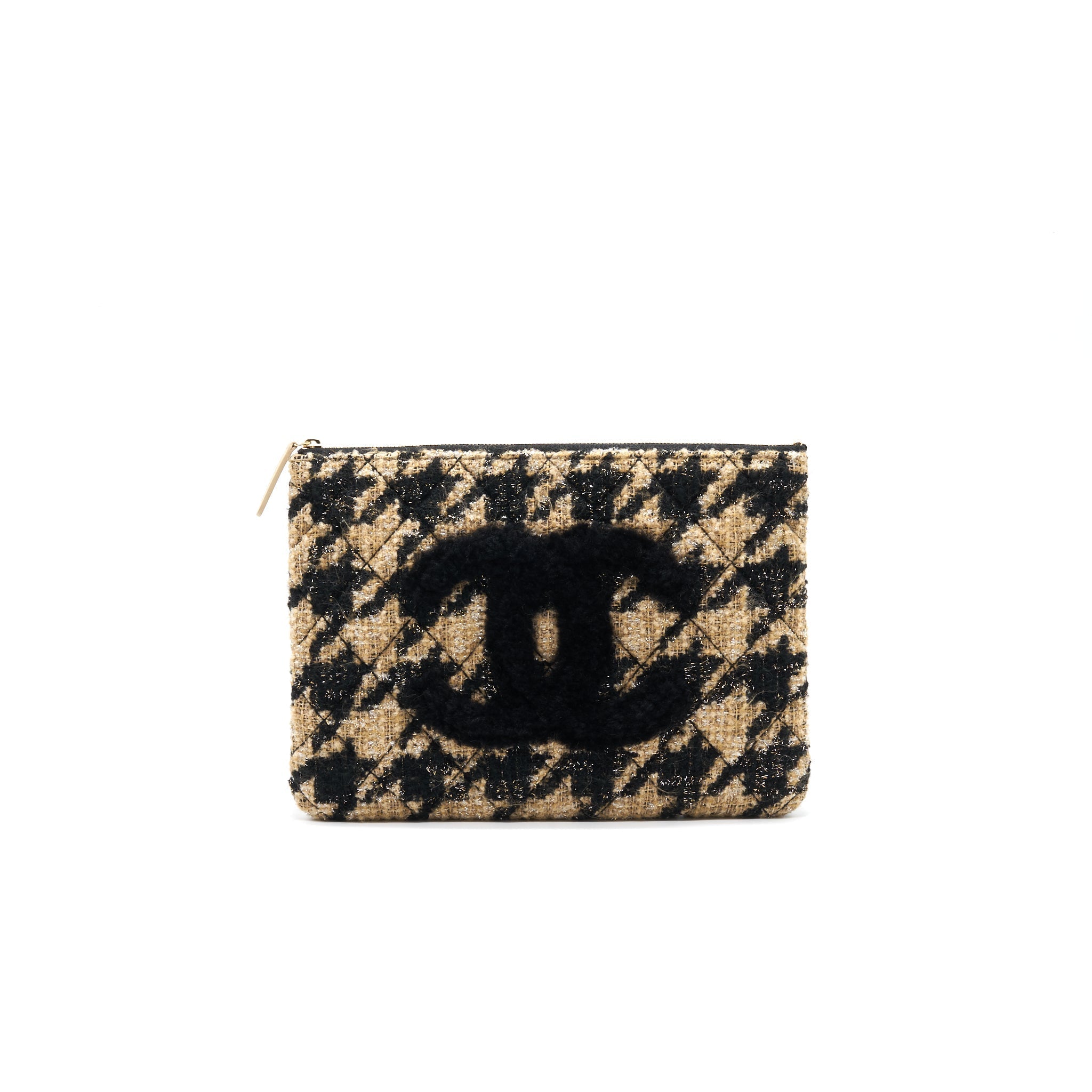 Chanel Tweed CC Logo Pouch Beige/Black