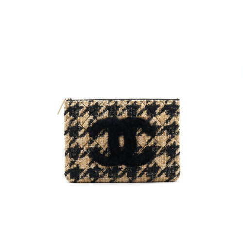 Chanel Tweed CC Logo Pouch Beige/Black