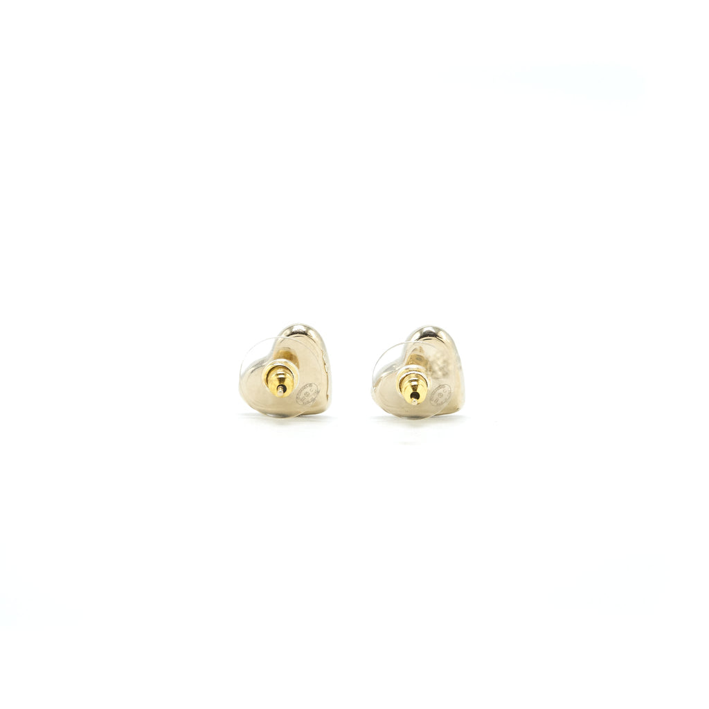 Chanel 22c light gold tone heart earring