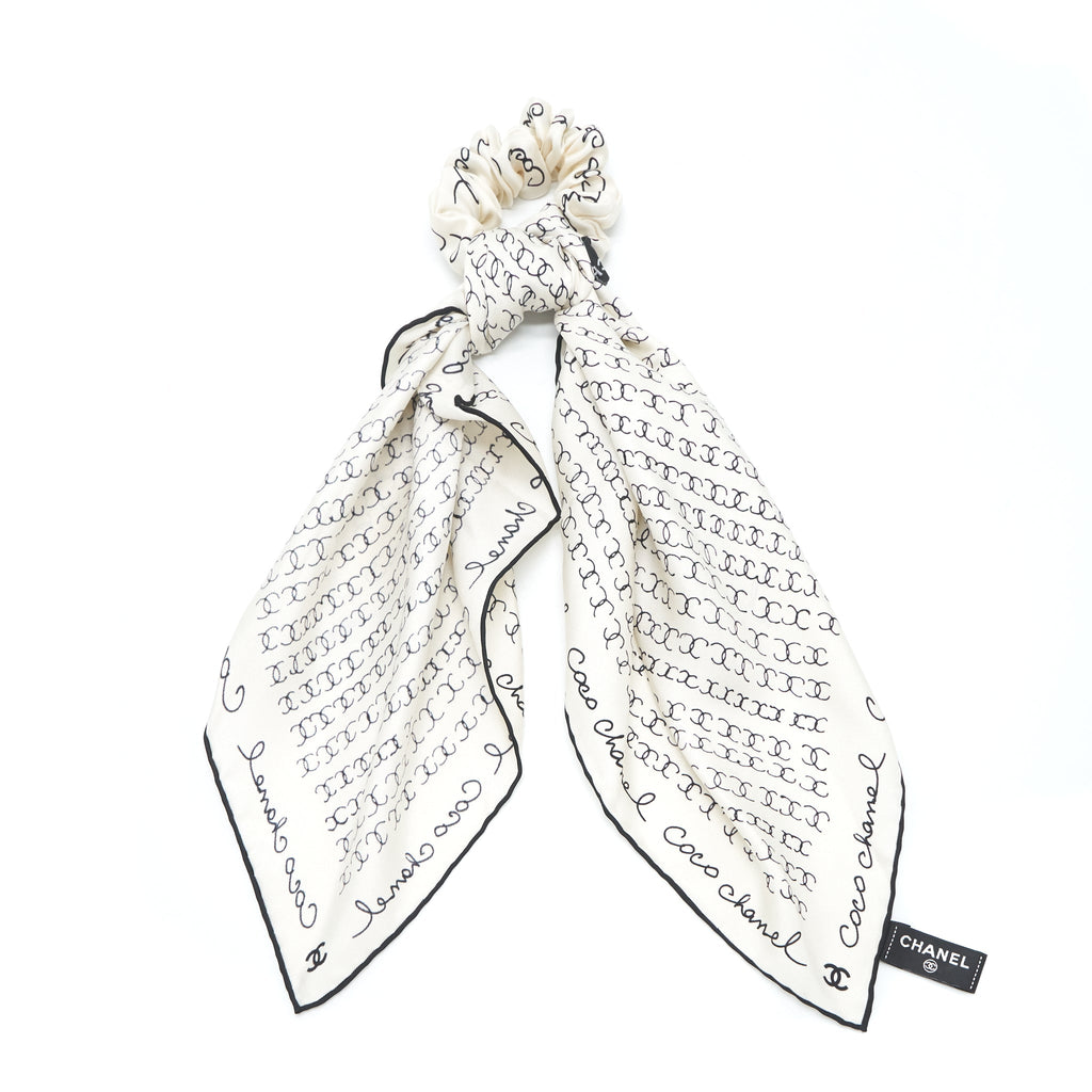 Chanel Silk Twill Hair accessory white and black