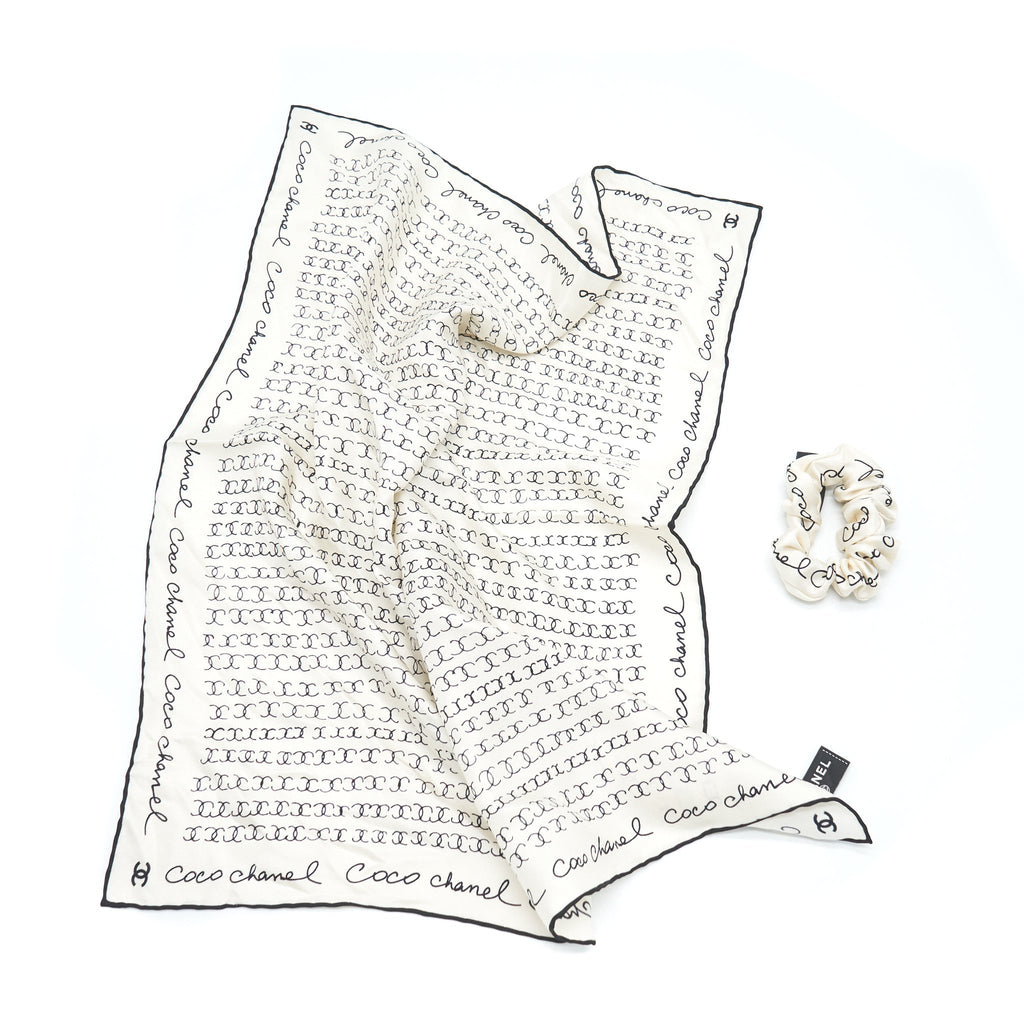 Chanel Silk Twill Hair accessory white and black