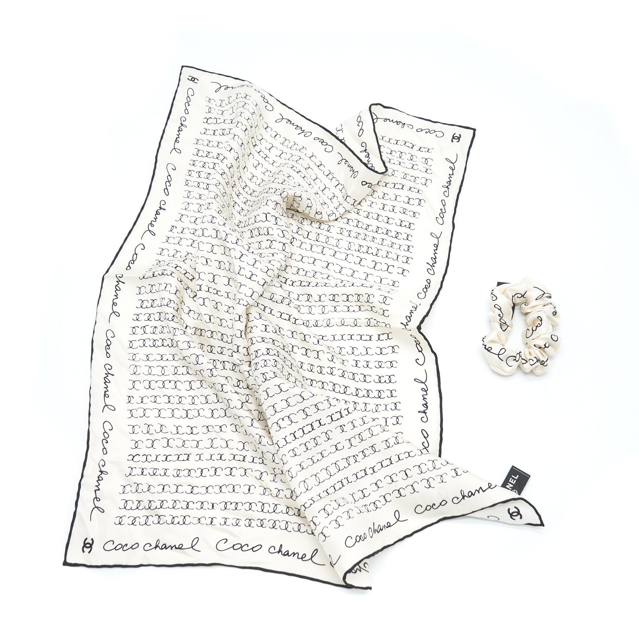 Chanel Silk Twill Hair accessory white and black