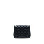 Chanel Mini Square Flap Bag Lambskin Black LGHW (Microchip)