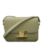 CELINE Teen Triomphe Leather Shoulder Bag Almond Green