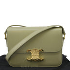 CELINE Teen Triomphe Leather Shoulder Bag Almond Green