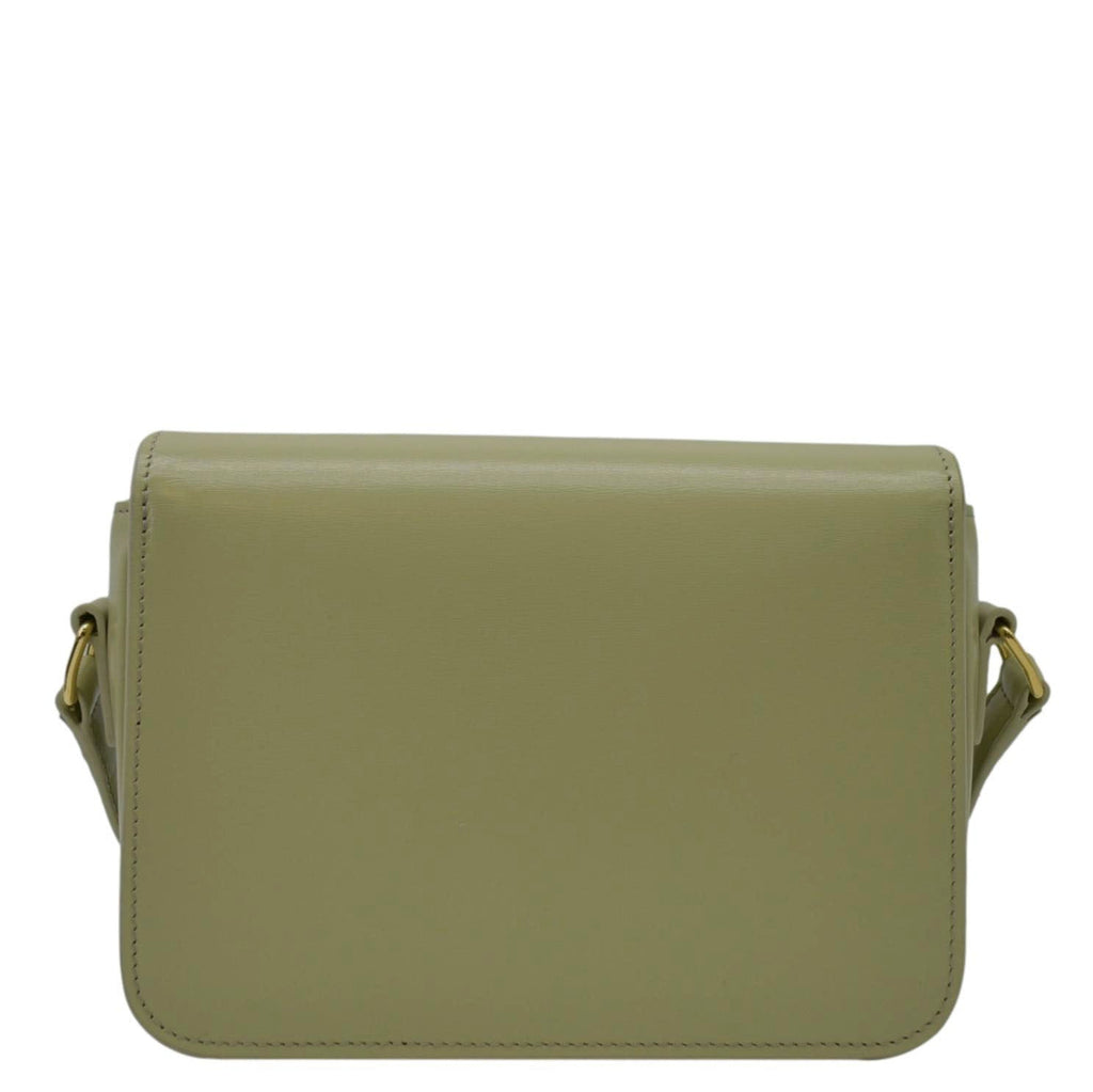 CELINE Teen Triomphe Leather Shoulder Bag Almond Green