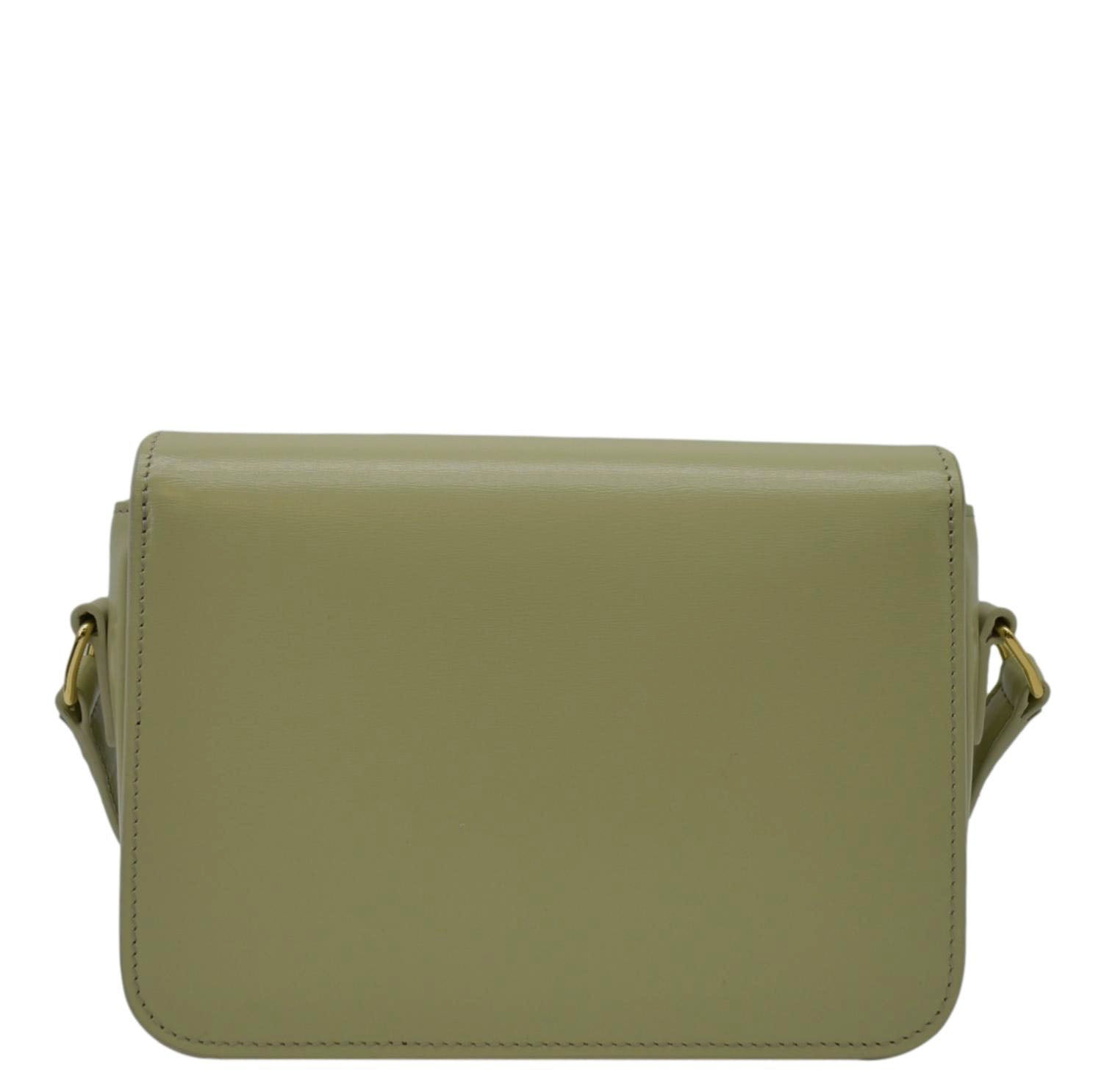CELINE Teen Triomphe Leather Shoulder Bag Almond Green