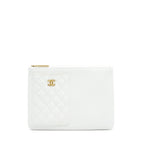 Chanel Seasonal Zippy Pouch Caviar White GHW