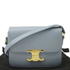 CELINE Teen Triomphe Leather Shoulder Bag Soft Pale Blue