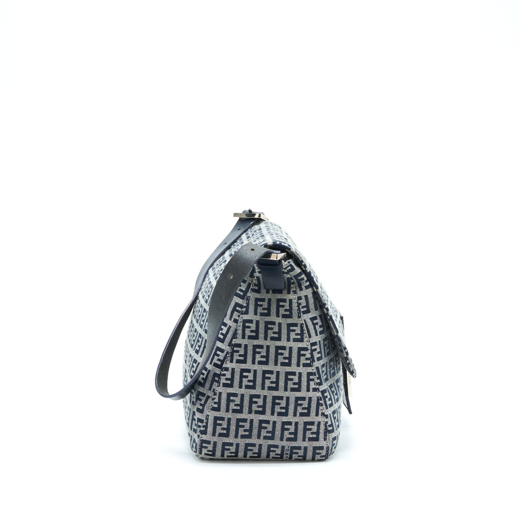 Fendi Vintage Baguette Should Bag Fabric Black/Grey SHW