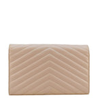 YVES SAINT LAURENT Monogram Envelope Leather Chain Crossbody Bag Light Pink