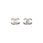 Chanel CC Crystal Stud Earrings in Blue and White Crystals